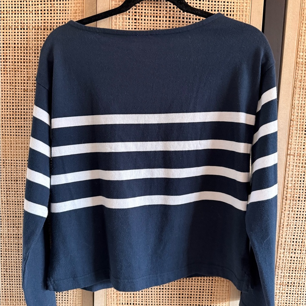 Faherty Navy Blue and White Boatneck Top - Picture 2 of 6